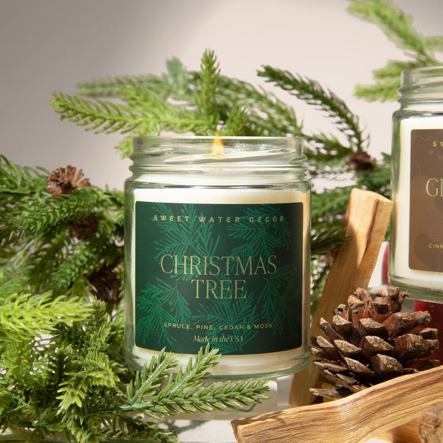 Christmas Tree Soy Candle - Clear Jar - 9 oz - Tony's Home Furnishings