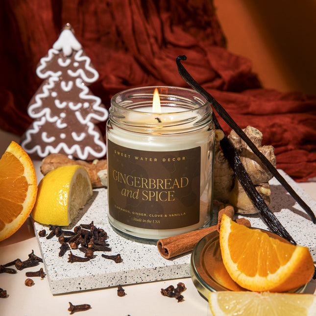 Gingerbread and Spice Soy Candle - Clear Jar - 9 oz - Tony's Home Furnishings