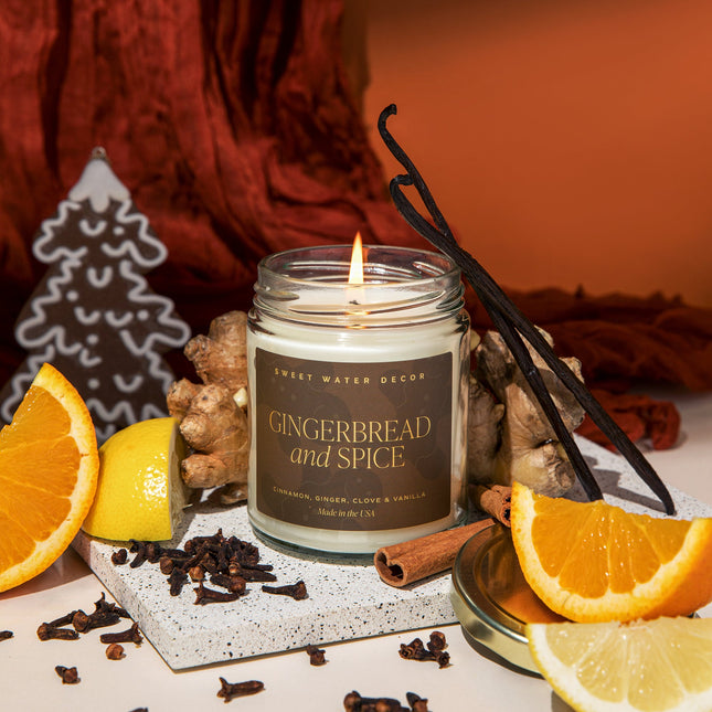 Gingerbread and Spice Soy Candle - Clear Jar - 9 oz - Tony's Home Furnishings