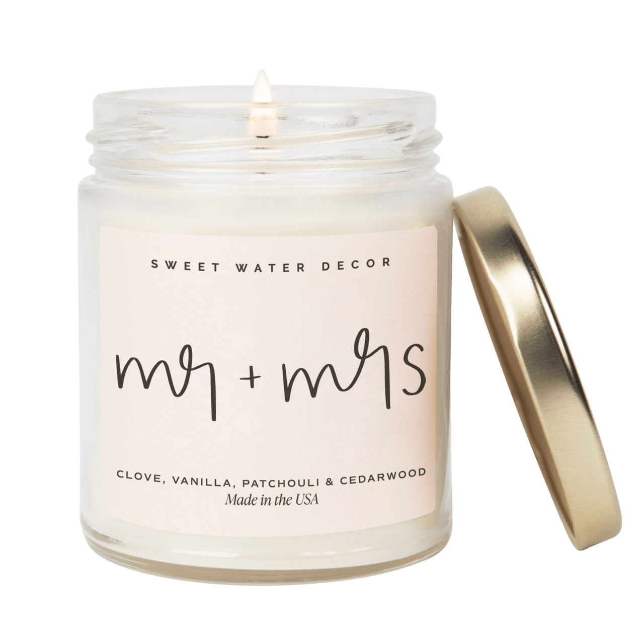 Mr. & Mrs. Quote Candle - Clear Jar - 9 oz (Palo Santo Patchouli) - Tony's Home Furnishings