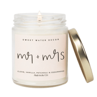 Thumbnail for Mr. & Mrs. Quote Candle - Clear Jar - 9 oz (Palo Santo Patchouli) - Tony's Home Furnishings