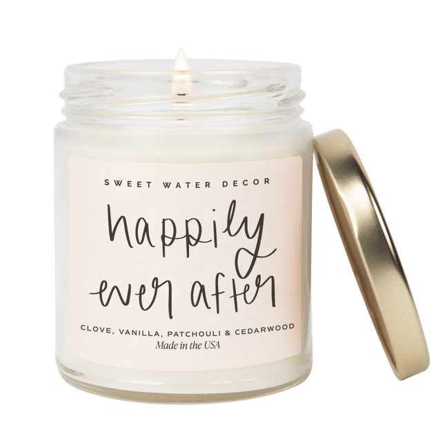 Happily Ever After Soy Candle - Clear Jar - 9 oz (Palo Santo Patchouli) - Tony's Home Furnishings