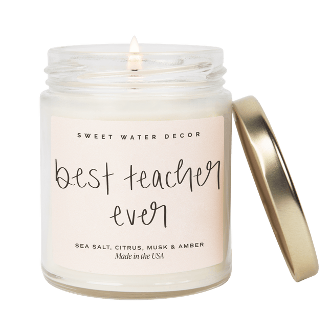 Best Teacher Ever Soy Candle - Clear Jar - 9 oz (Salt and Sea) - Tony's Home Furnishings