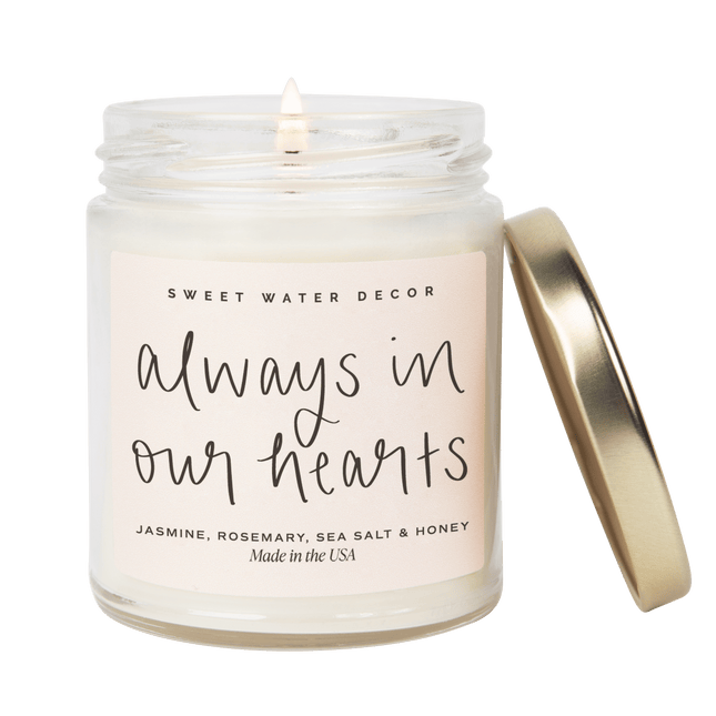 Always In Our Hearts Soy Candle - Clear Jar - 9 oz (Wildflowers and Salt) - Tony's Home Furnishings