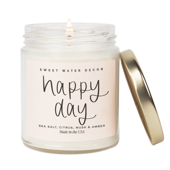 Happy Day Soy Candle - Clear Jar - 9 oz - Tony's Home Furnishings