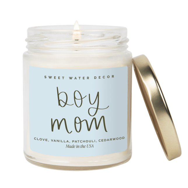 Boy Mom Soy Candle - Clear Jar - 9 oz (Palo Santo Patchouli) - Tony's Home Furnishings