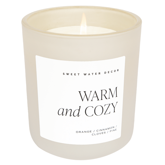 Warm and Cozy Soy Candle - Tan Matte Jar - 15 oz - Tony's Home Furnishings