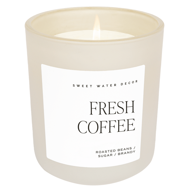 Fresh Coffee Soy Candle - Tan Matte Jar - 15 oz - Tony's Home Furnishings