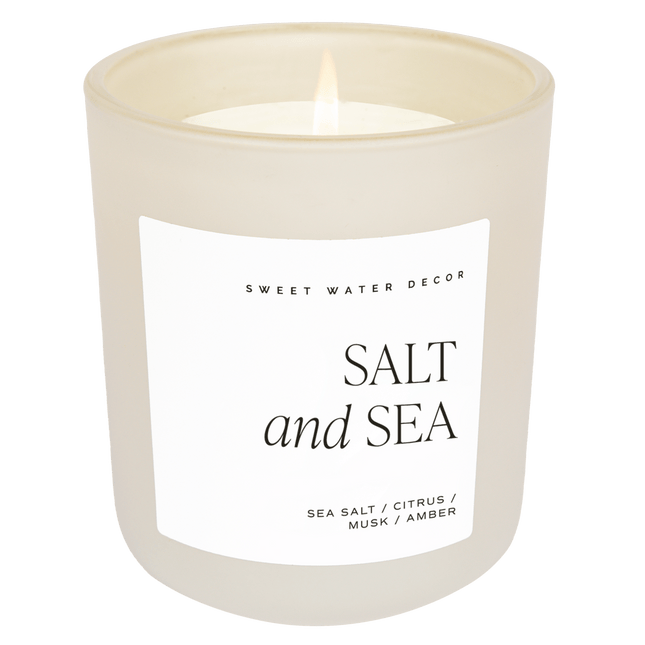 Salt and Sea Soy Candle - Tan Matte Jar - 15 oz - Tony's Home Furnishings