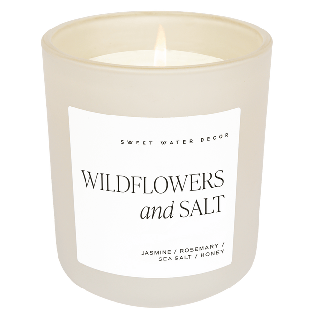 Wildflowers and Salt Soy Candle - Tan Matte Jar - 15 oz - Tony's Home Furnishings