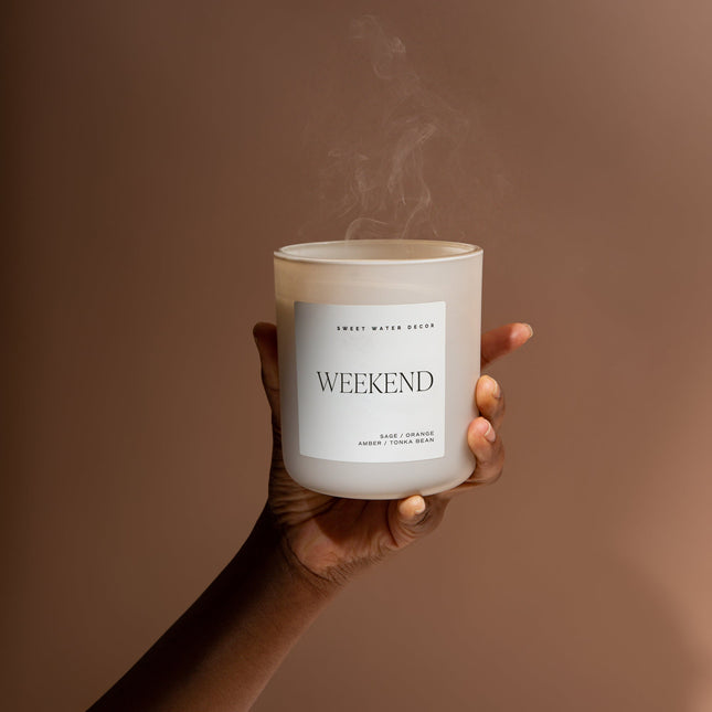 Weekend Soy Candle - Tan Matte Jar - 15 oz - Tony's Home Furnishings