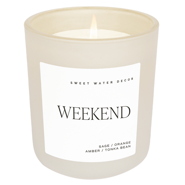 Weekend Soy Candle - Tan Matte Jar - 15 oz - Tony's Home Furnishings