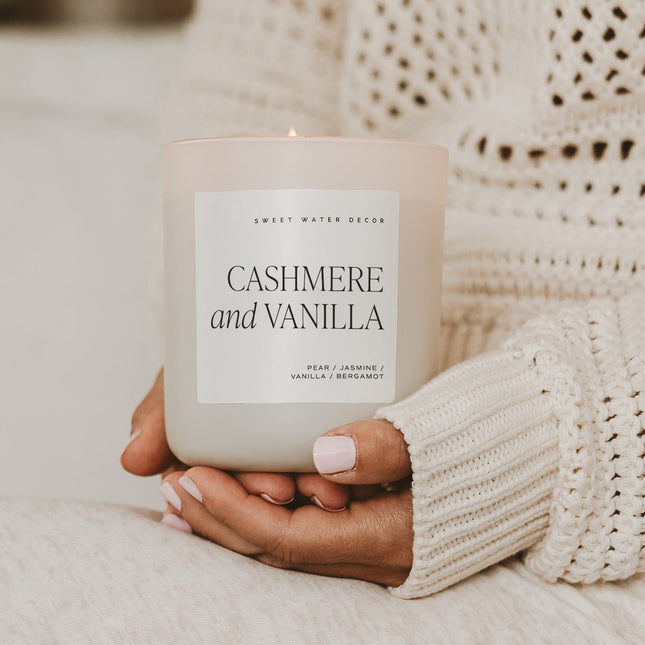 Cashmere and Vanilla Soy Candle - Tan Matte Jar - 15 oz - Tony's Home Furnishings