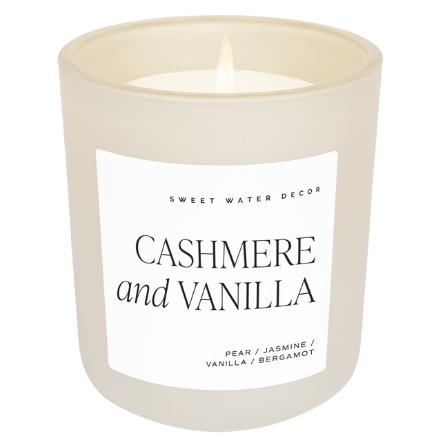 Cashmere and Vanilla Soy Candle - Tan Matte Jar - 15 oz - Tony's Home Furnishings