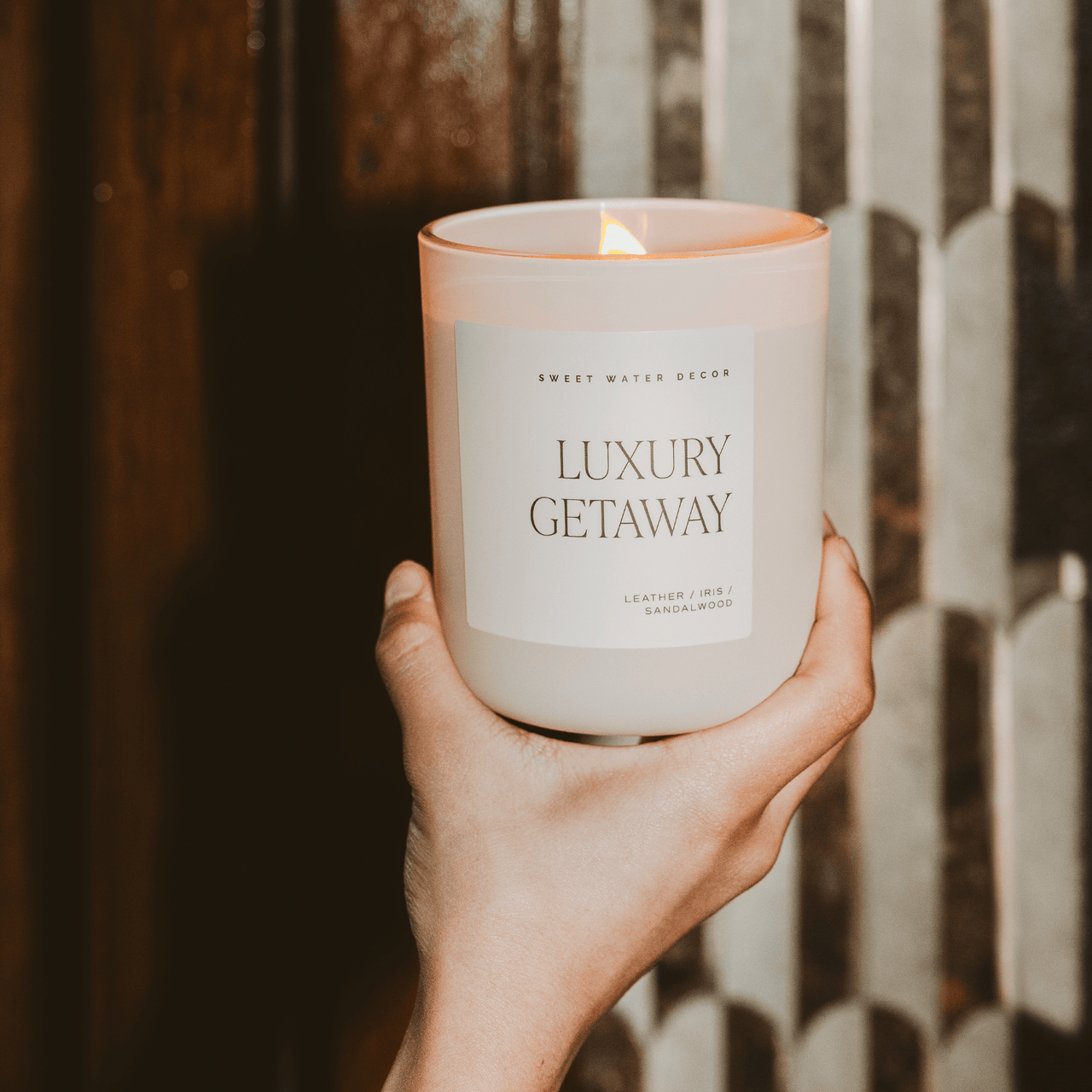 Luxury Getaway Soy Candle - Tan Matte Jar - 15 oz - Tony's Home Furnishings