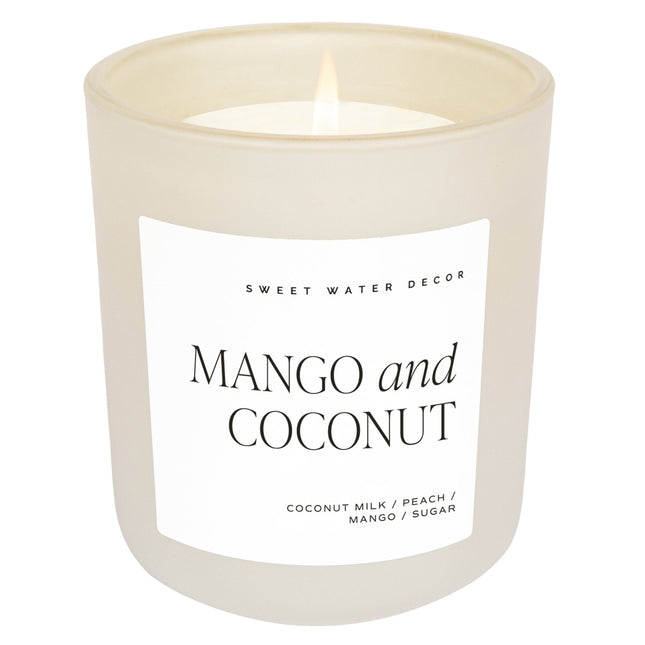 Mango and Coconut Soy Candle - Tan Matte Jar - 15 oz - Tony's Home Furnishings