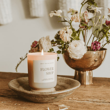 Flower Shop Soy Candle - Tan Matte Jar - 15 oz Sweet Water Decor 