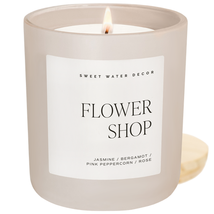 Flower Shop Soy Candle - Tan Matte Jar - 15 oz Sweet Water Decor 