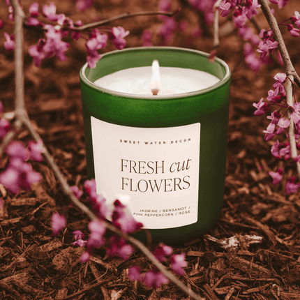 Fresh Cut Flowers Soy Candle - Green Matte Jar - 15 oz - Tony's Home Furnishings