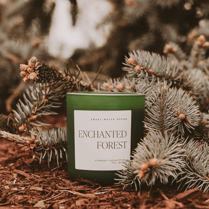 Enchanted Forest Soy Candle - Green Matte Jar - 15 oz (Cypress and Fig) - Tony's Home Furnishings