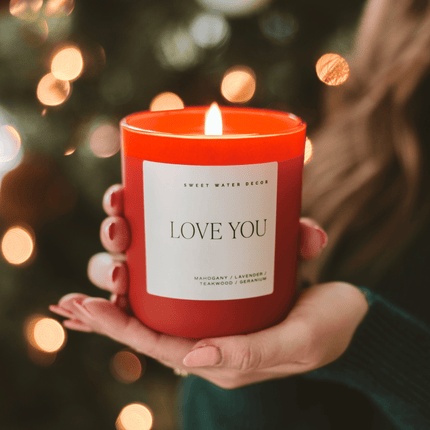 Love You Soy Candle - Red Matte Jar - 15 oz Sweet Water Decor 