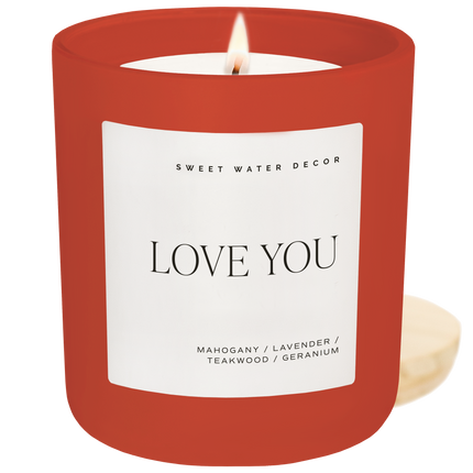 Love You Soy Candle - Red Matte Jar - 15 oz Sweet Water Decor 