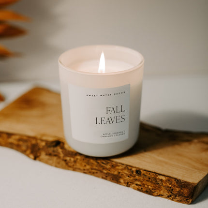 Fall Leaves Soy Candle - Tan Matte Jar - 15 oz Sweet Water Decor 