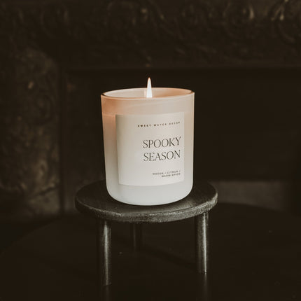 Spooky Season Soy Candle - Tan Matte Jar - 15 oz (Cozy Season) Sweet Water Decor 