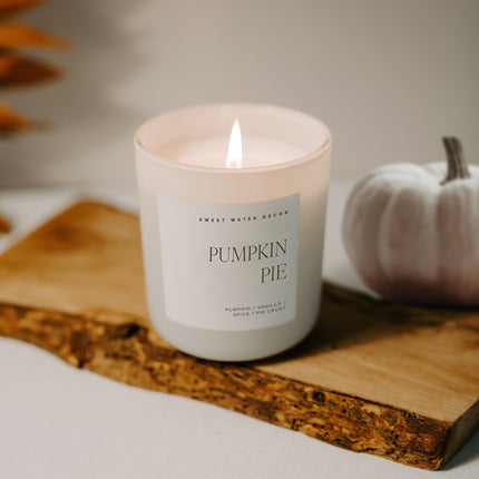 Pumpkin Pie Soy Candle - Tan Matte Jar - 15 oz (Hello Pumpkin) Sweet Water Decor 