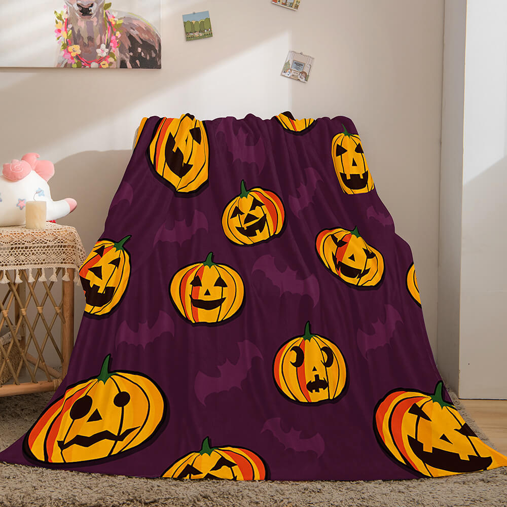 Halloween Pumpkin Flannel Fleece Throw Cosplay Blanket