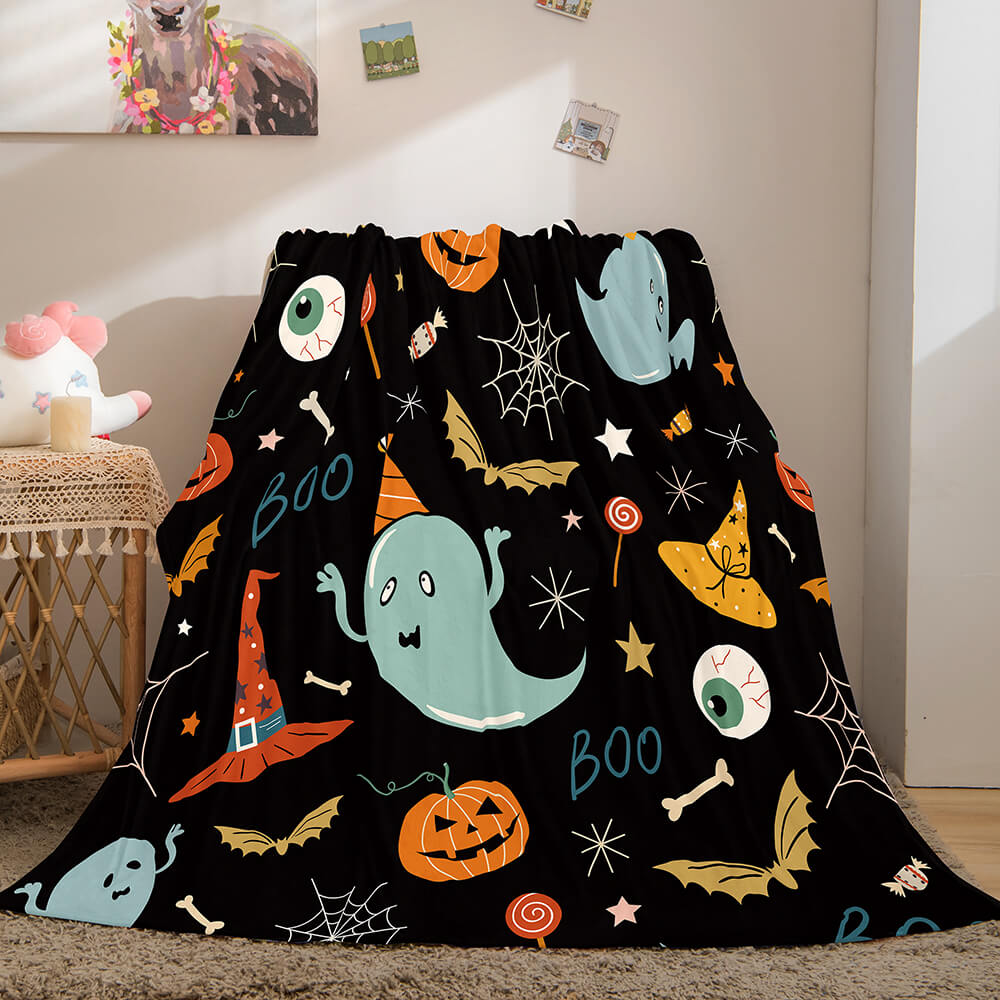 Halloween Pumpkin Flannel Fleece Throw Cosplay Blanket
