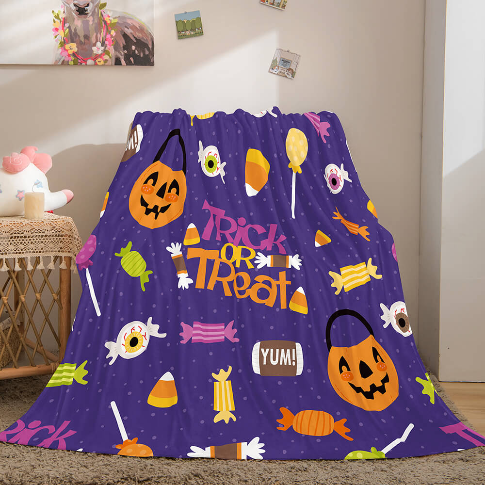 Halloween Pumpkin Flannel Fleece Throw Cosplay Blanket
