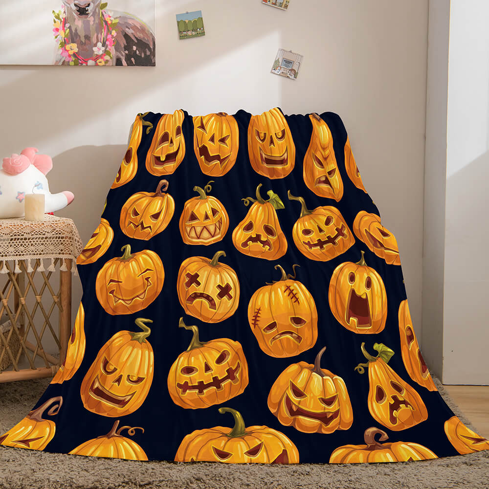 Halloween Pumpkin Flannel Fleece Throw Cosplay Blanket