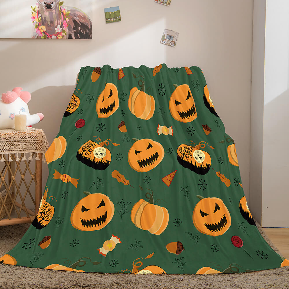 Halloween Pumpkin Flannel Fleece Throw Cosplay Blanket