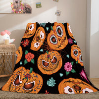 Halloween Pumpkin Flannel Fleece Throw Cosplay Blanket