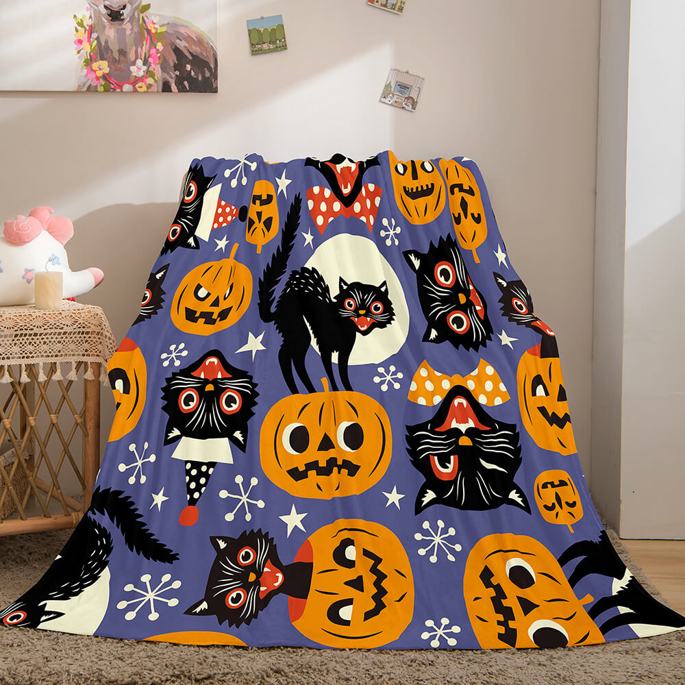 Halloween Pumpkin Flannel Fleece Throw Cosplay Blanket