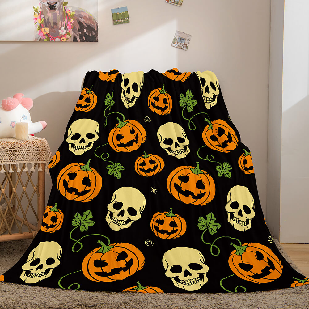 Halloween Pumpkin Flannel Fleece Throw Cosplay Blanket