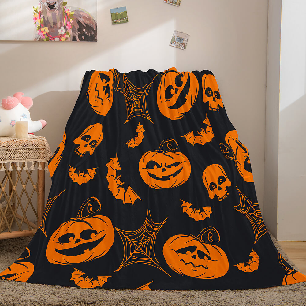 Halloween Pumpkin Flannel Fleece Throw Cosplay Blanket