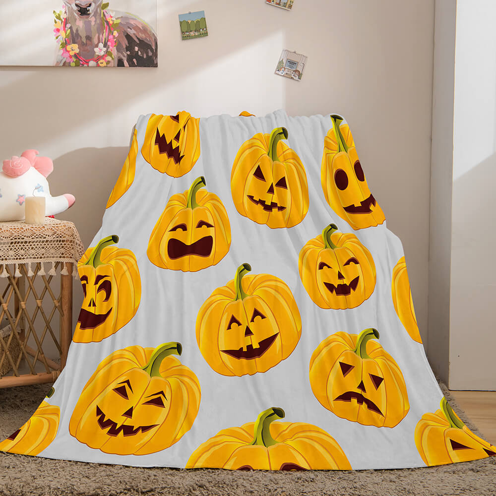 Halloween Pumpkin Flannel Fleece Throw Cosplay Blanket