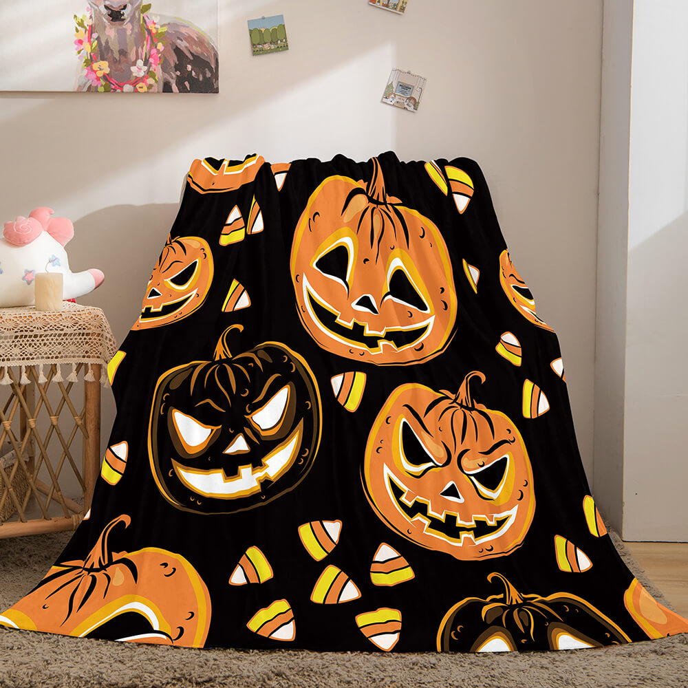 Halloween Pumpkin Flannel Fleece Throw Cosplay Blanket