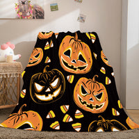 Halloween Pumpkin Flannel Fleece Throw Cosplay Blanket
