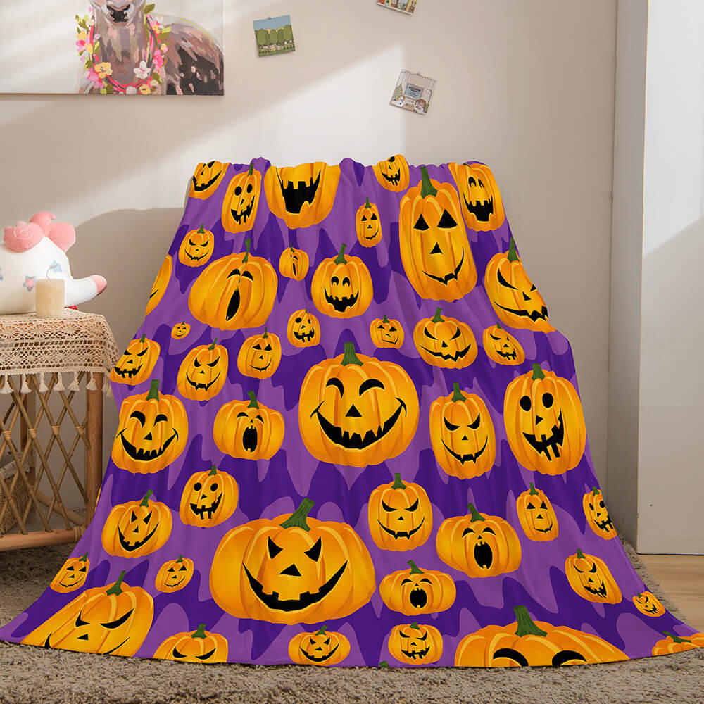 Halloween Pumpkin Flannel Fleece Throw Cosplay Blanket