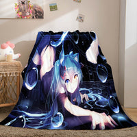 Hatsune Miku Cosplay Flannel Blanket Throw