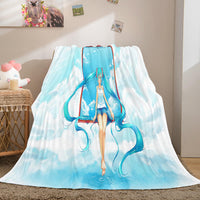 Hatsune Miku Cosplay Flannel Blanket Throw