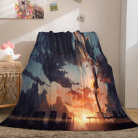 Hatsune Miku Cosplay Flannel Blanket Throw