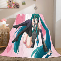 Hatsune Miku Cosplay Flannel Blanket Throw
