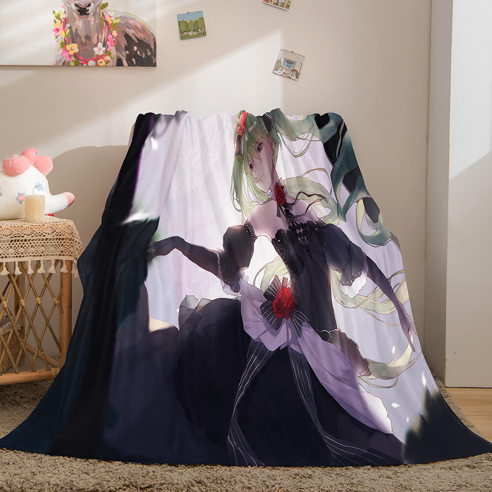 Hatsune Miku Cosplay Flannel Blanket Throw