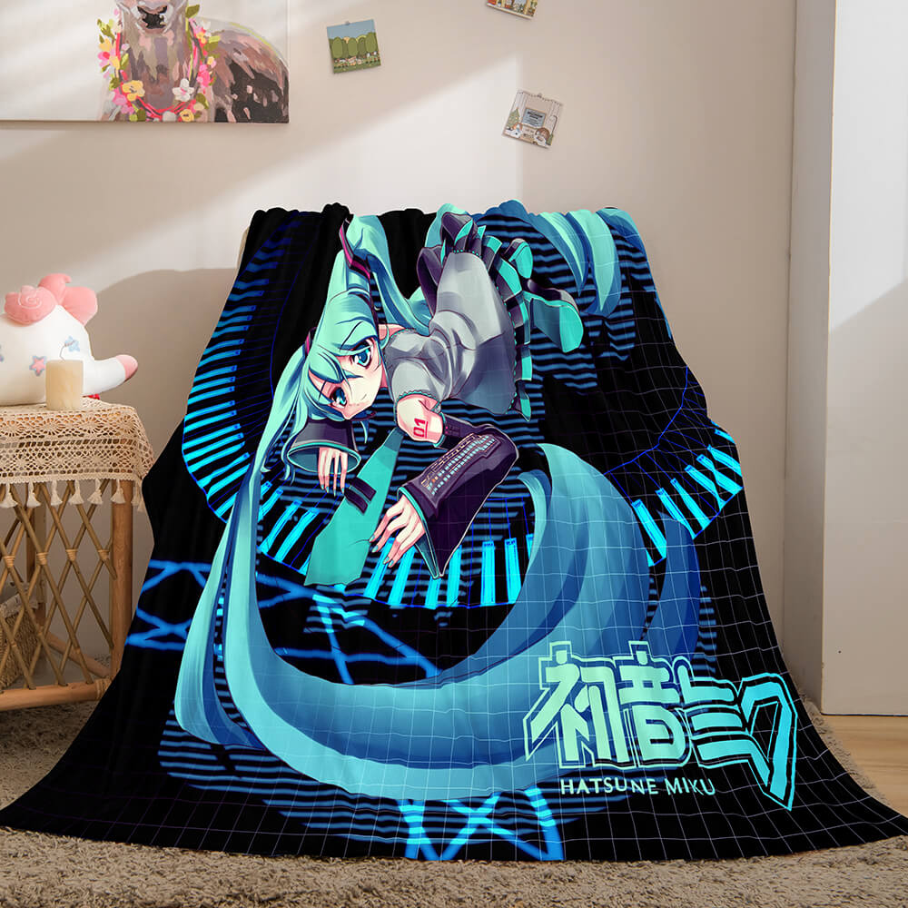 Hatsune Miku Cosplay Flannel Blanket Throw