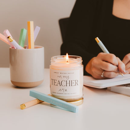 In My Teacher Era Soy Candle - Clear Jar - 9 oz (Wildflowers and Salt) - Tony's Home Furnishings