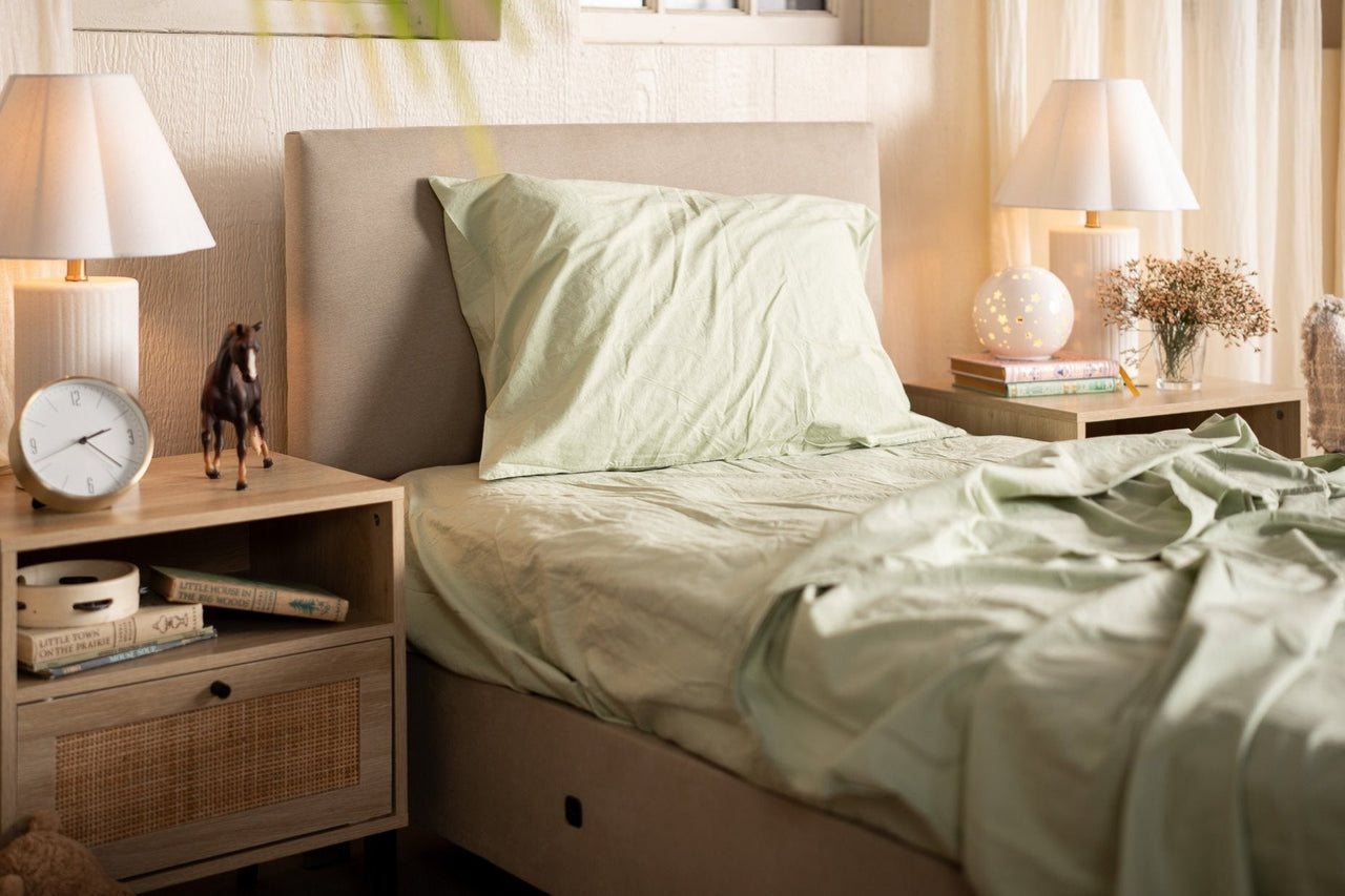 Kids Crinkle Percale Organic Cotton Sheet Set + Pillowcases Nest Bedding® 